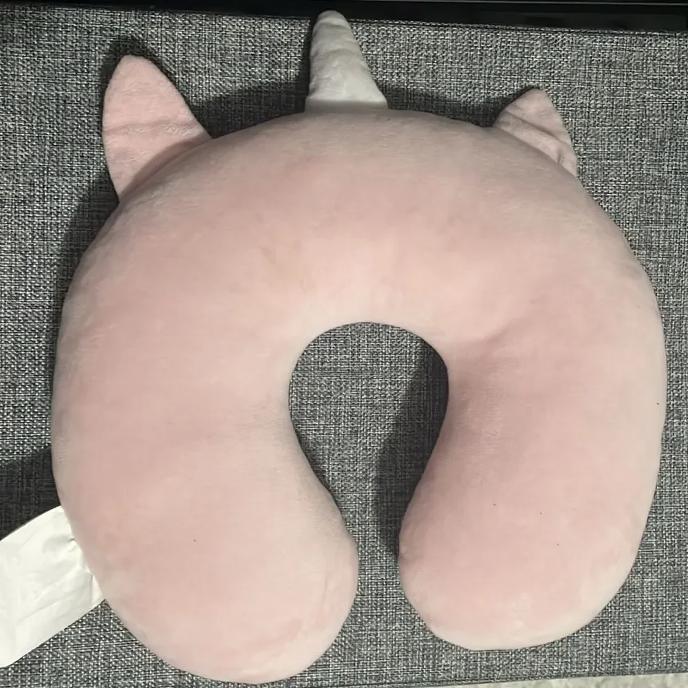 Prelovedd little girls pink unicorn horse head soft pillow rest